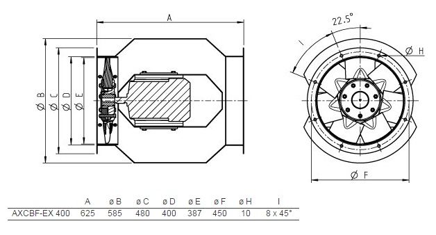 Изображение для товара Systemair AXCBF-EX 400-7/32°-4