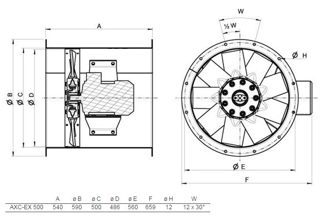 Изображение для товара Systemair AXC-EX 500-9/36°-2