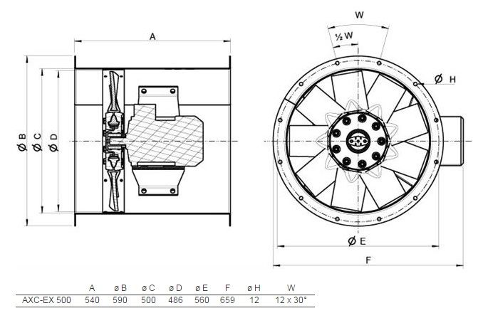 Изображение для товара Systemair AXC-EX 500-9/22°-4