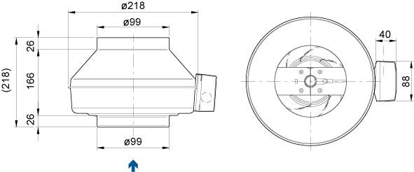 Размеры вентилятора Systemair K 100 M