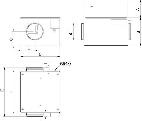 Размеры вентилятора Systemair KVK 125