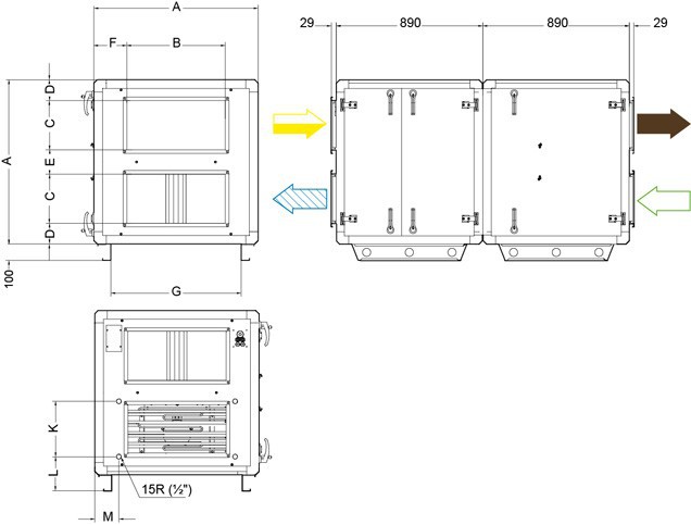 Габаритные размеры установки Systemair TOPVEX SR09-L-CAV