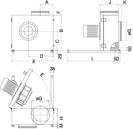 Габаритные размеры вентилятора Systemair KBR 355DV/K