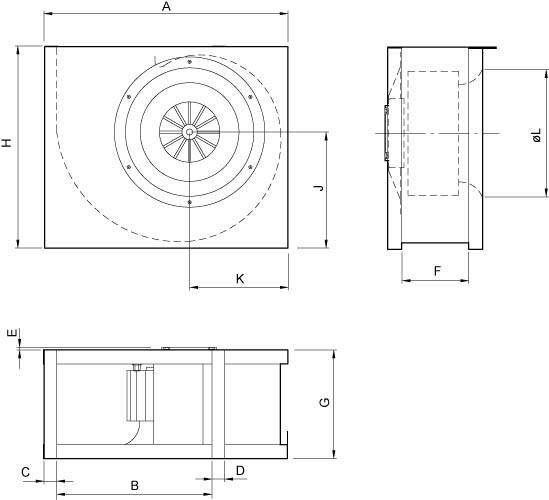 Размеры вентилятора Systemair CT 250-4