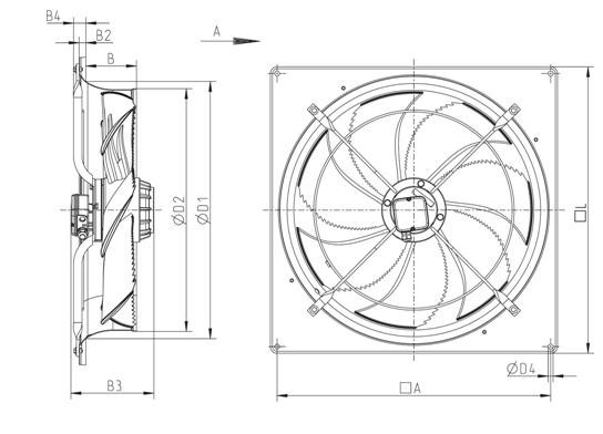 Размеры вентилятора Systemair AW 710E6 SILEO