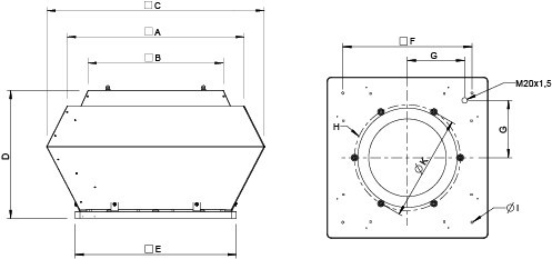 Габаритные размеры вентилятора Systemair DVCI 450-P