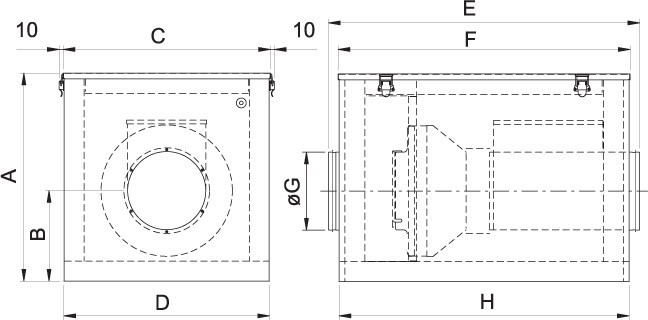 Размеры Systemair TLP 160/2,1S