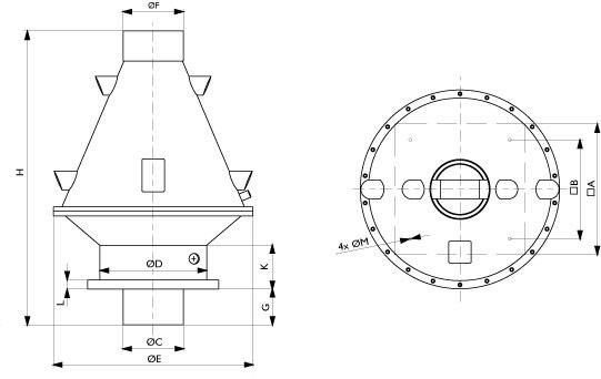 Габаритные размеры вентилятора Systemair DVP 315D4-8