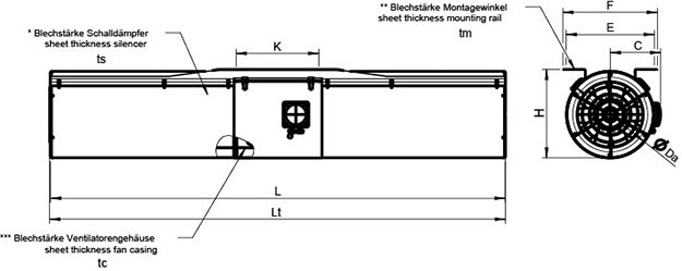 Габаритные размеры вентилятора Systemair AJR 315-2/4-TR
