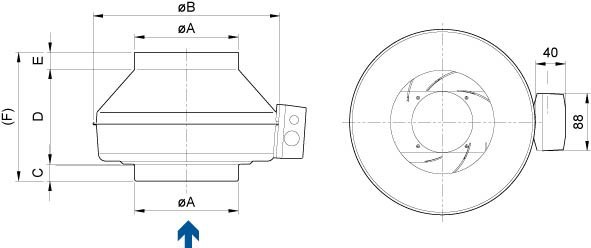 Размеры вентилятора Systemair K 200 EC