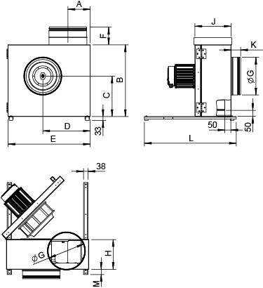 Размеры вентилятора Systemair KBR 280EC