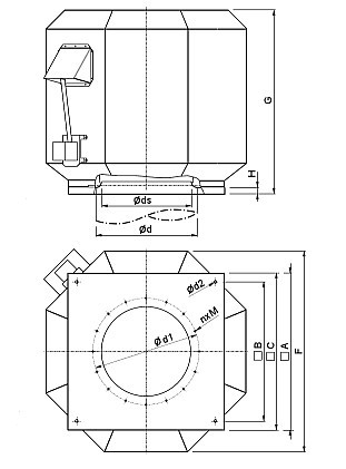 Габаритные размеры вентилятора Systemair DVV 1000D8-XP/120°C